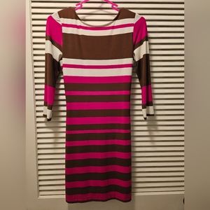 Rubber Ducky Productions IncStriped dress 3/4 sleeves, 94% Poly, 6% Spandex